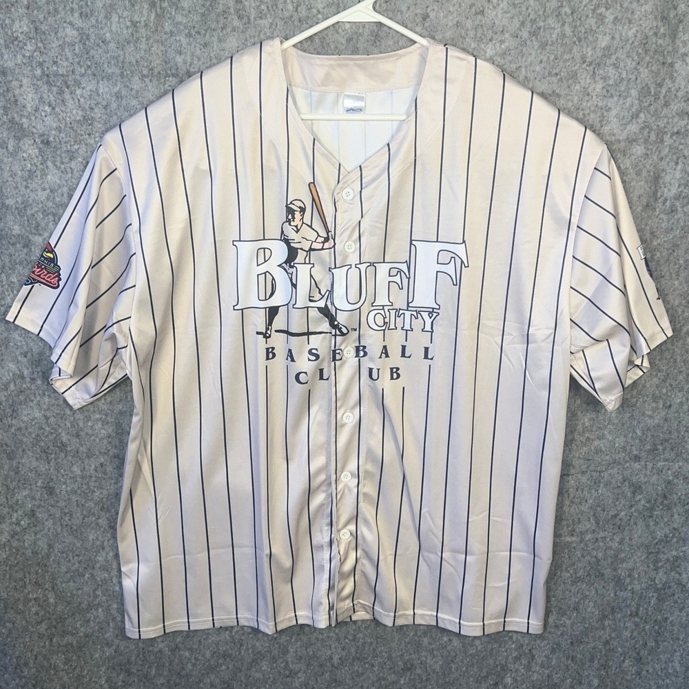 Memphis Redbirds Bluff City Baseball Club‎ Pinstripe Jersey Men's XL Tan